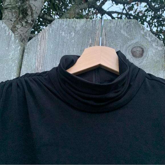 CINQ A SEPT Alina Dress Womens Sz 6 Black Ruched Bodycon Turtleneck Ruched - Picture 6 of 12